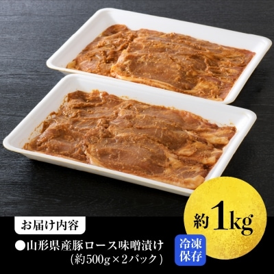 【松月厳選】やまがたの豚ロース味噌漬け 約1kg(500g×2パック)