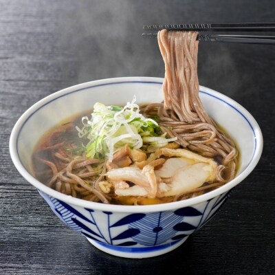 まる梅【謹製】 かほく谷地の温かい肉そば　 生そば(約150g)×5人前セット!