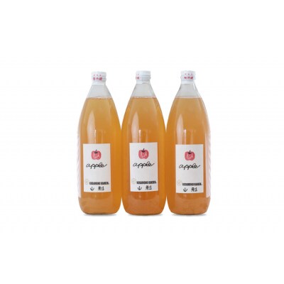 【保存料不使用・無水】手絞りりんごジュース(1L×3本)セット