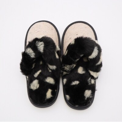 【Mサイズ・ブラック】ドットボア・ボアスリッパ 1足【数量限定】