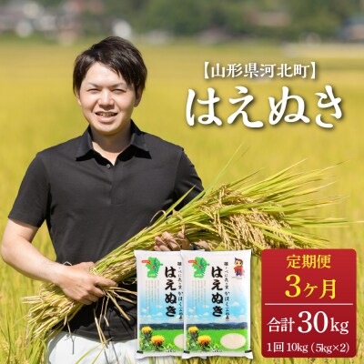 ※2023年6月中旬スタート※はえぬき計30kg 定期便【令和4年産】一等米 山形県河北町産