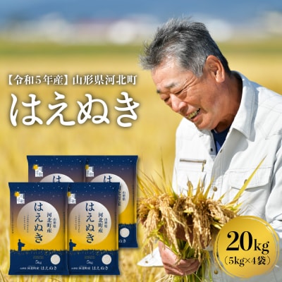 【令和5年産米】2024年1月中旬発送 はえぬき20kg 山形県産 一等米【米COMEかほく】