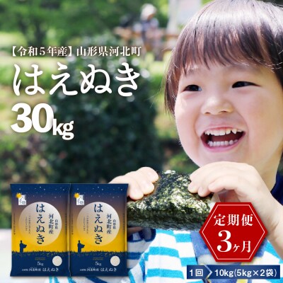 【令和5年産】※2024年1月中旬スタート※ はえぬき30kg(10kg×3ヶ月)定期便 山形県産