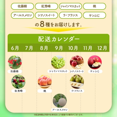 【令和9年産】※2027年スタート※ 山形県産 8種類 旬のフルーツ定期便 (計8回)