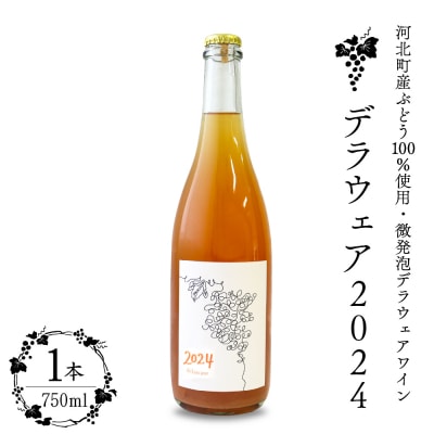 【河北町産ぶどう100%使用・微発泡デラウェアワイン】Delaware 2024(750ml×1本)