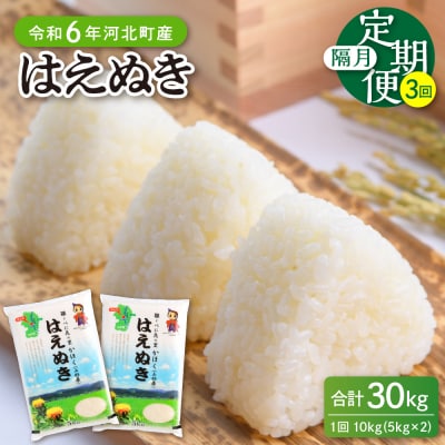 【令和6年産米】2024年11月中旬開始 はえぬき30kg(10kg×3回)隔月定期便 山形県産