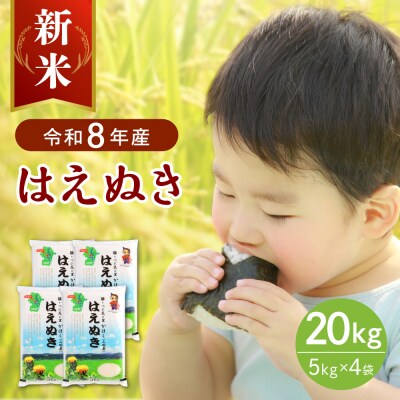 【令和8年産米】2026年11月上旬発送 はえぬき20kg 山形県産 【JAさがえ西村山】