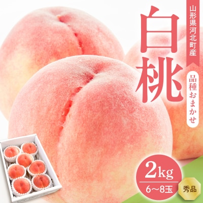 【令和8年産】白桃 品種おまかせ 2kg (6～8玉前後) ギフト箱入 秀品 山形県産