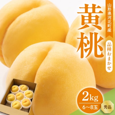 【令和7年産】黄桃 品種おまかせ 2kg (6～8玉前後) ギフト箱入 秀品 山形県産