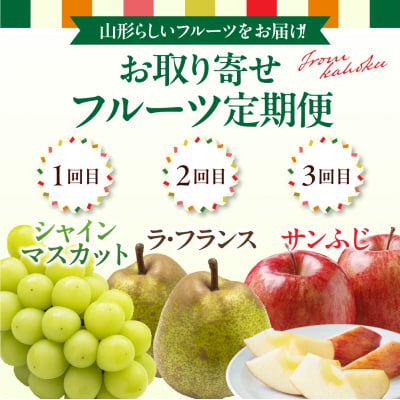 【令和8年産】河北町の山形らしいフルーツ定期便 3回(シャインマスカット・ラフランス・サンふじ)