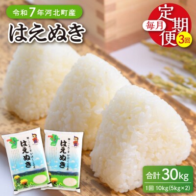 【令和7年産米】2026年2月上旬開始 はえぬき30kg(10kg×3ヶ月)定期便 山形県産 