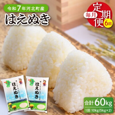 【令和7年産米】2026年1月中旬開始 はえぬき60kg(10kg×6ヶ月)定期便 山形県産 