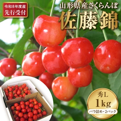 【2026年産先行予約】さくらんぼ佐藤錦 秀L 1kg以上(500gバラ詰め×2パック)山形県河北町