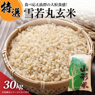 【令和7年産米】一等米 雪若丸 玄米 30kg 山形県産【丹野商店】