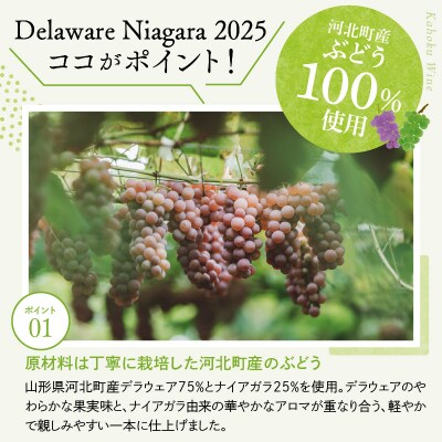 【河北町産ぶどう100%使用】Delaware Niagara2025(750ml×1本)