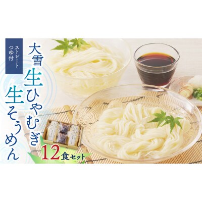 大雪生ひやむぎ・生そうめん12食セット(ストレートつゆ付)【0032-003】