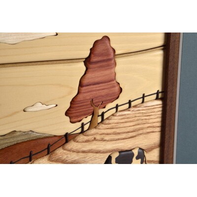 寄木額絵　牧場【0092-005】
