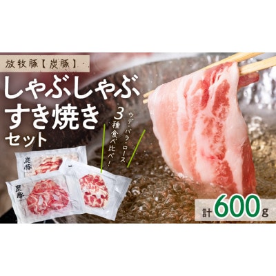 放牧豚「炭豚」しゃぶしゃぶ すき焼きセット 計600g【0093-003】