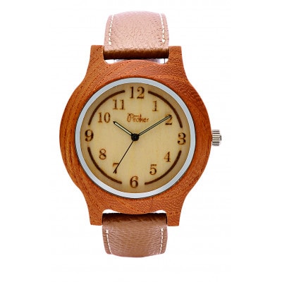 木製腕時計シルバーリングタイプ　ケヤキ【0092-008】