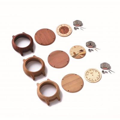 木製腕時計シルバーリングタイプ　ケヤキ【0092-008】