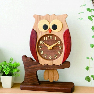 工房ペッカー　ふくろう時計(置き型)【0092-013】