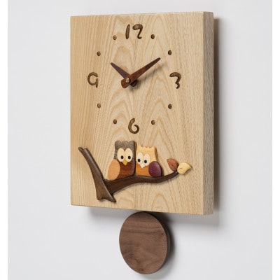 寄木振子時計(ふくろうNo.1)【0092-015】
