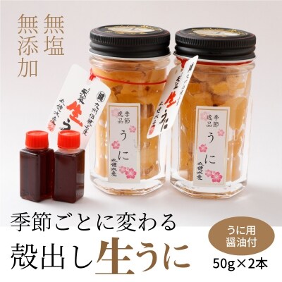 季節ごとに変わる 殻出し生うに 50g×2本 うに用醤油付_S002-001