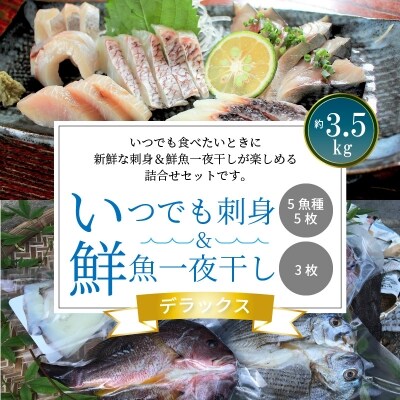 いつでも刺身 5魚種 5枚&鮮魚一夜干し 3枚 デラックス_S059-006A