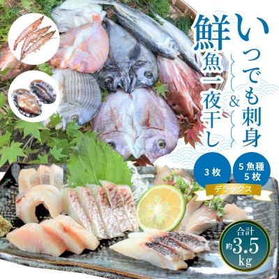 いつでも刺身 5魚種 5枚&鮮魚一夜干し 3枚 デラックス_S059-006A