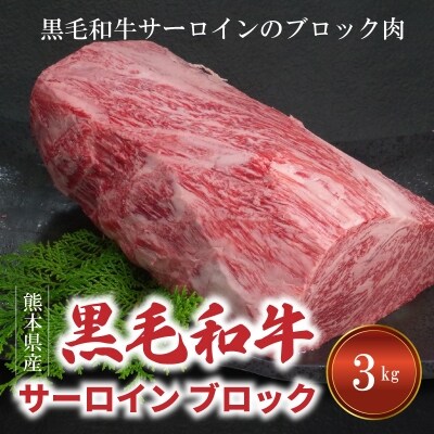 【指定日必須】熊本県産 黒毛和牛 サーロインブロック3kg ステーキ ブロック肉_S001-013
