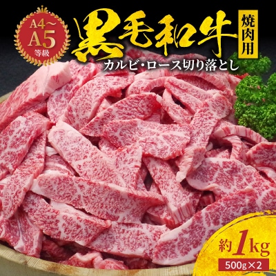 黒毛和牛 焼肉 カルビ ロース 切り落とし 1kg _S001-024A