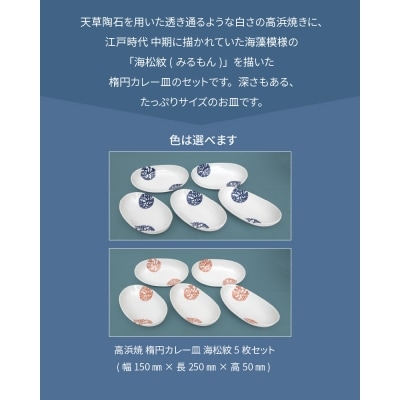 天草 高浜焼 楕円カレー皿 5枚セット_S026-010A