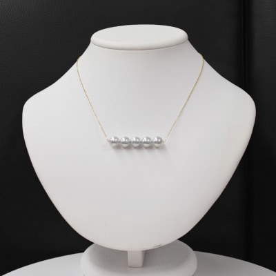 天草産 8-9mm あこや真珠 パールネックレス ペンダント シルバー 5連_S101-221