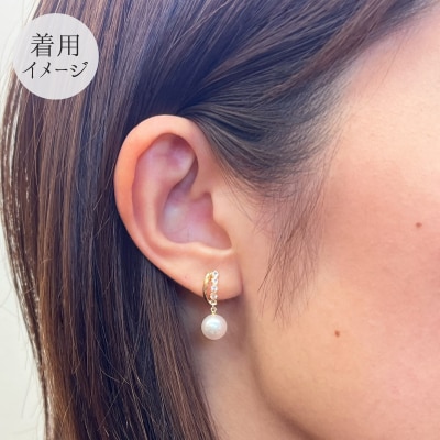 天草産 7.5mm - 8mm 半貴石 ピアス あこや真珠 ホワイトピンク_S085-274