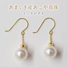 天草産 7.5mm - 8mm ピアス あこや真珠 ホワイトピンク フック _S101-243