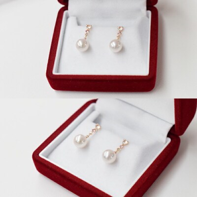 ホワイトトパーズ ローズクォーツ ピンクトルマリン スタッド ピアス 7.5-8m_S085-298