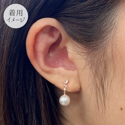 ホワイトトパーズ ローズクォーツ ピンクトルマリン スタッド ピアス 7.5-8m_S085-298