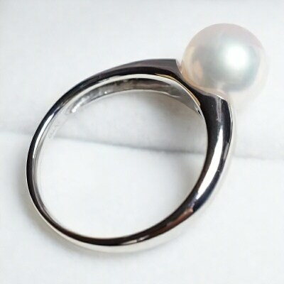 天草産 9-9.5mm プラチナ パール リング ピンク あこや真珠【7号】_S101-314