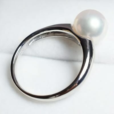 天草産 9-9.5mm プラチナ パール リング ピンク あこや真珠【8号】_S101-315
