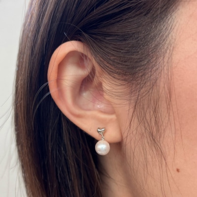 7.5-8mm ホワイトピンク 真珠 ピアス ハート 【K14WG】_S101-286-p14WG