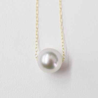 天草産9mm-9.5mmネックレスあこや真珠ナチュラル1粒【K10YG】_S101-323