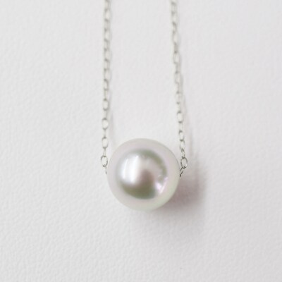 天草産9mm-9.5mmネックレスあこや真珠ナチュラル1粒【K10WG】_S101-324