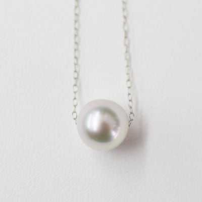 天草産9mm-9.5mmネックレスあこや真珠ナチュラル1粒【K10WG】_S101-324