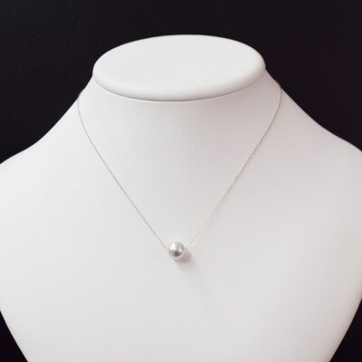 天草産9mm-9.5mmネックレスあこや真珠ナチュラル1粒【K10WG】_S101-324