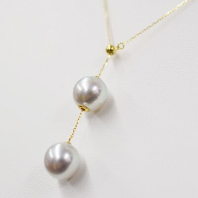 天草産9mm-9.5mmYスタイルネックレスあこや真珠ナチュラル2連【K18YG】_S101-327