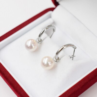 真珠 ピアス ピンク フープ スタッド 両耳 8mm【K14WG】_S101-333B-p14WG