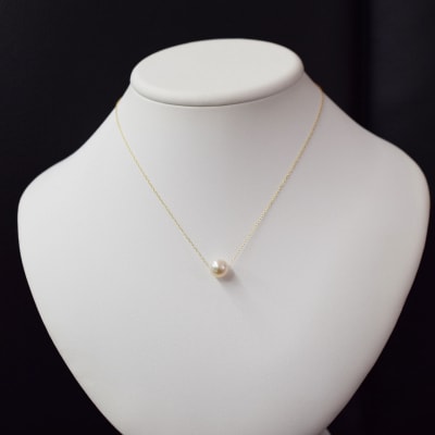 天草産9mm-9.5mm花珠級一粒ペンダントスルーあこや真珠ネックレス K18YG_S101-337