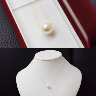天草産9mm-9.5mm花珠級一粒ペンダントスルーあこや真珠ネックレス K18WG_S101-338