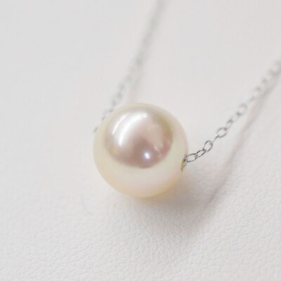 天草産9mm-9.5mm花珠級一粒ペンダントスルーあこや真珠ネックレス K18WG_S101-338
