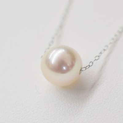 天草産9mm-9.5mm花珠級一粒ペンダントスルーあこや真珠ネックレス Pt850_S101-339